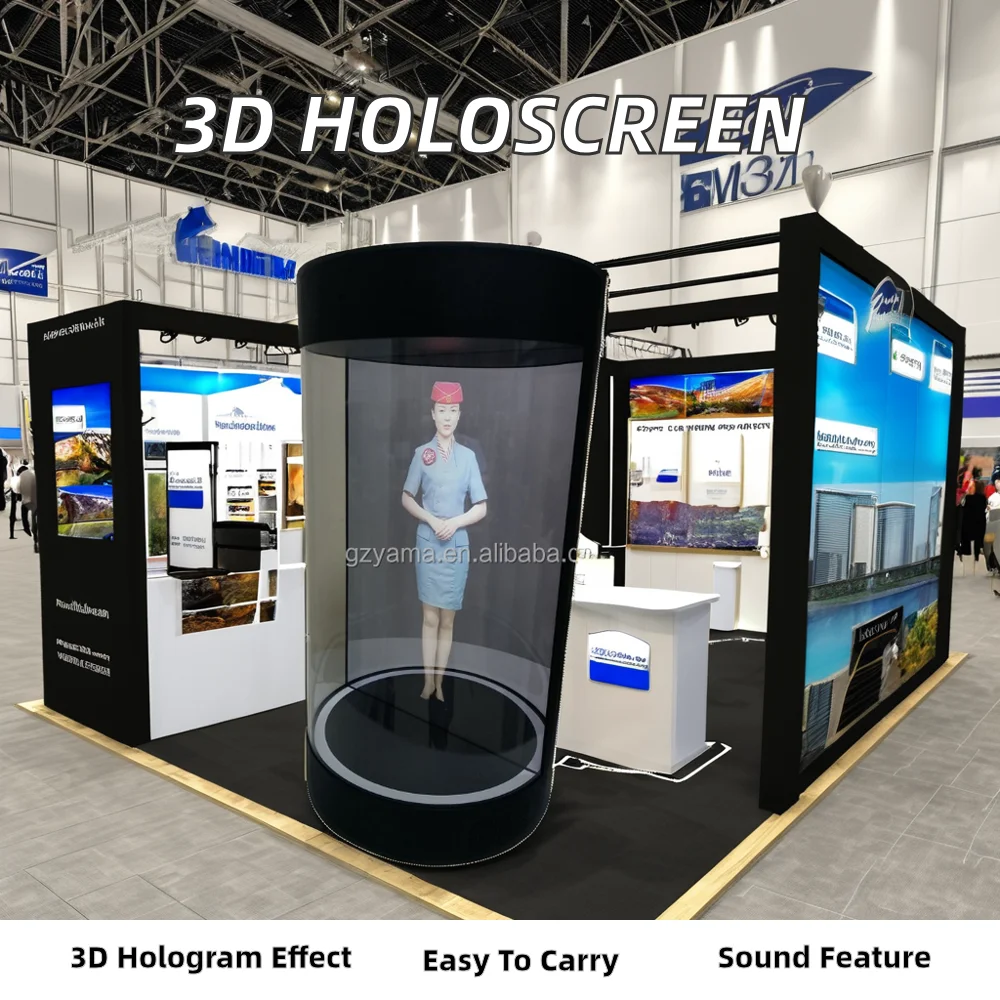 exposição holográfica redonda transparente 3d do equipamento 10.1inch da propaganda de TFL