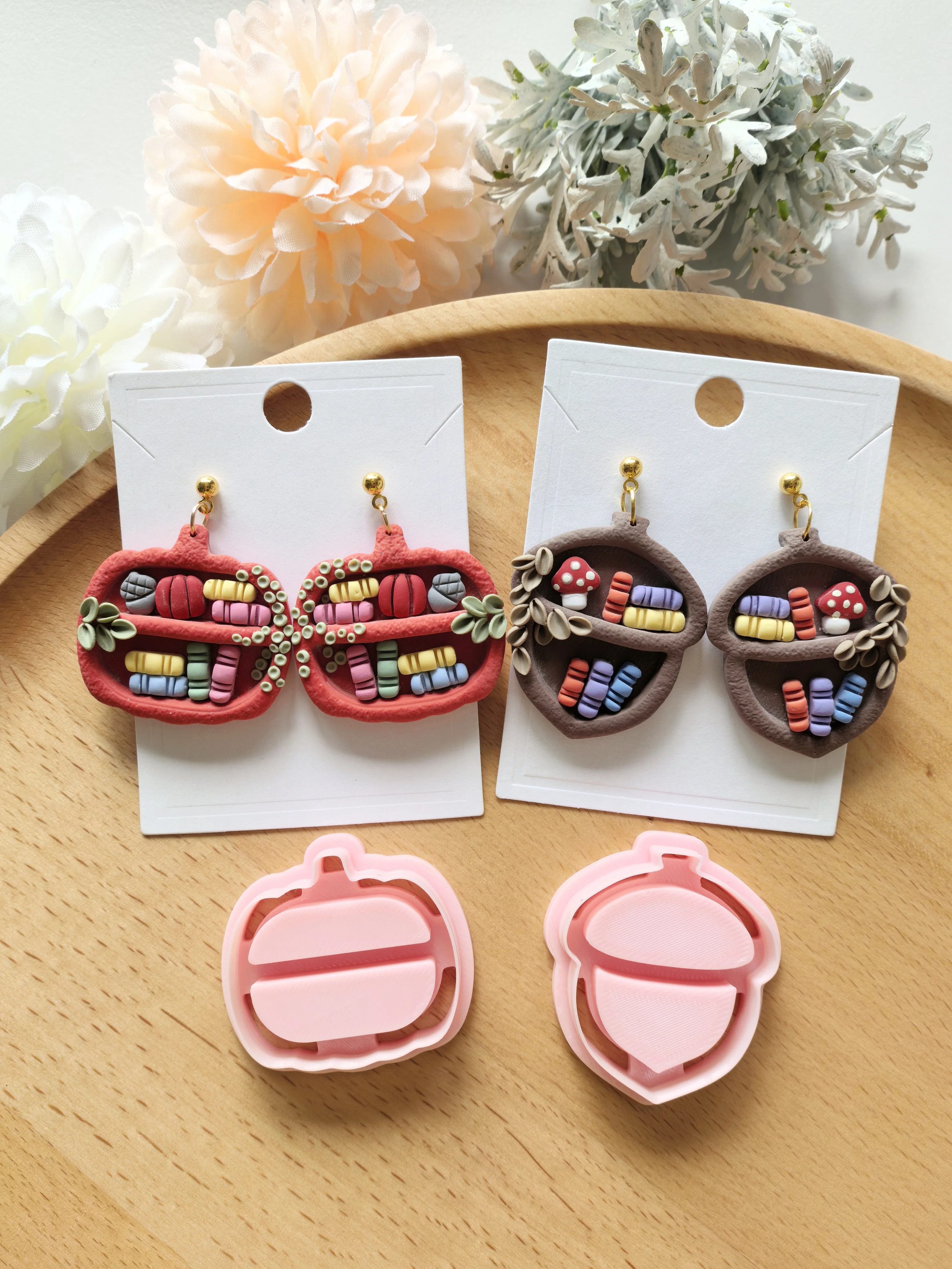 

Autumn Series Polymer Clay Cutter Pumpkin Hazelnut Bookshelf Clay Cutting Molds DIY Earrings Jewelry Making Tool