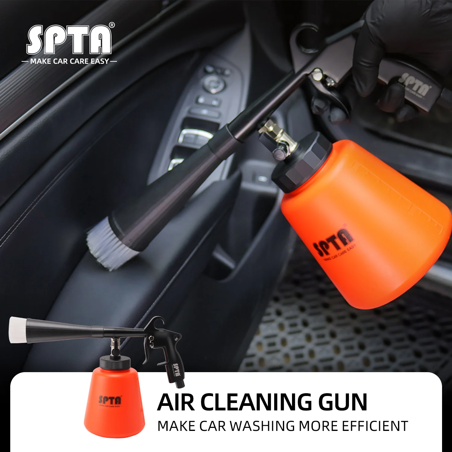 SPTA High Pressure Air Interior Tornado Cleaning Gun  for Seat Carpet Roof Dashboard, Essential Car Detailing