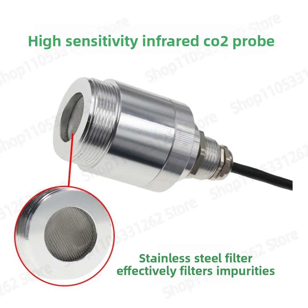 RS485(5000ppm) Infrared Carbon Dioxide Sensor Metal CO2 Probe Large Range Infrared Gas Detector Transmitter