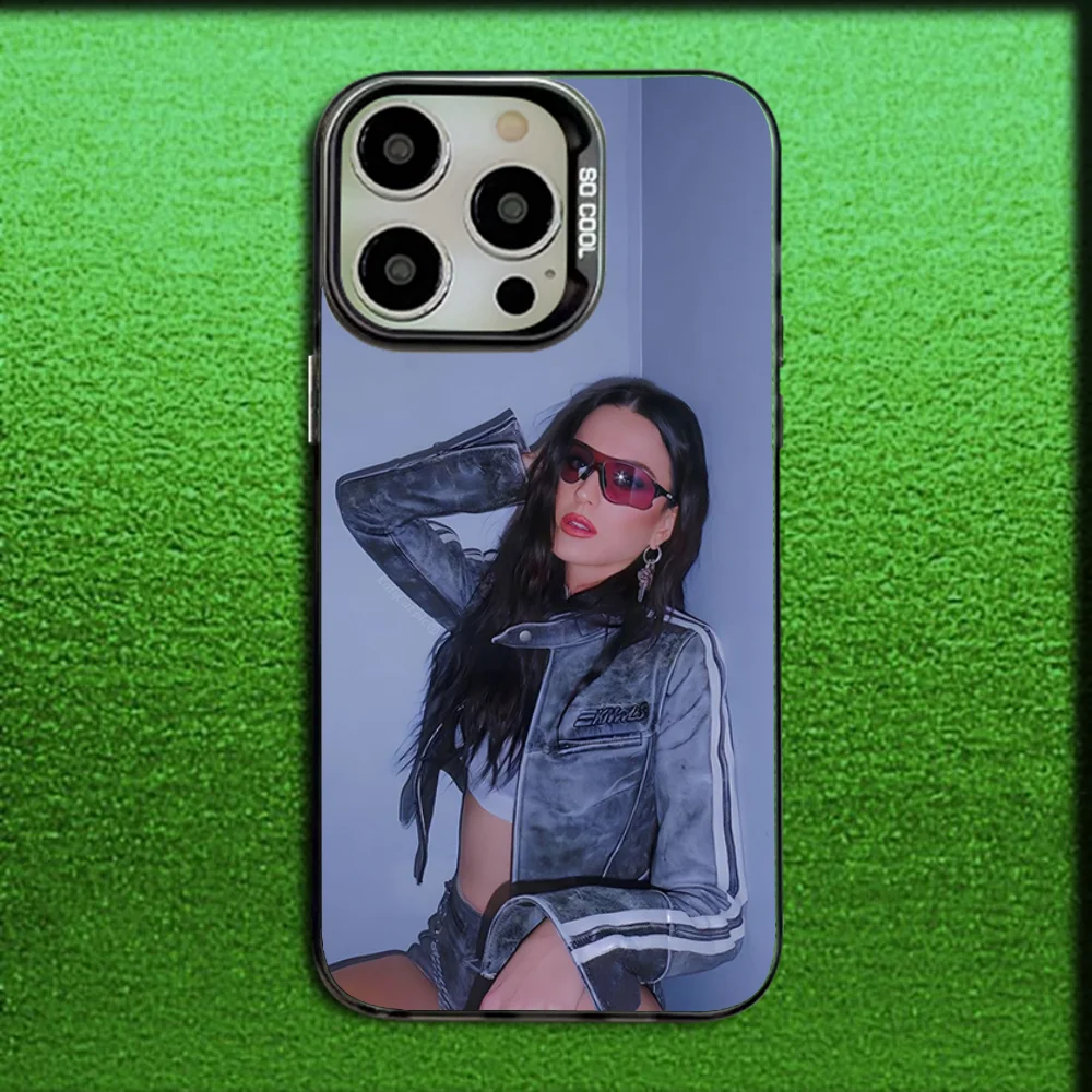 Casing Ponsel Penyanyi K-katy Perry Roar untuk iPhone 16,15,14,13,12,11,Mini,Pro,MAX Sampul Hitam Silikon Matte Abu-abu