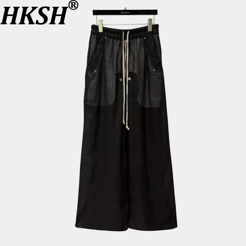 

HKSH Spring Autumn New Men Tide Dark Style Linen Casual Cargo Pants Versatile High Street Fashion Safari Style Overalls HK10926