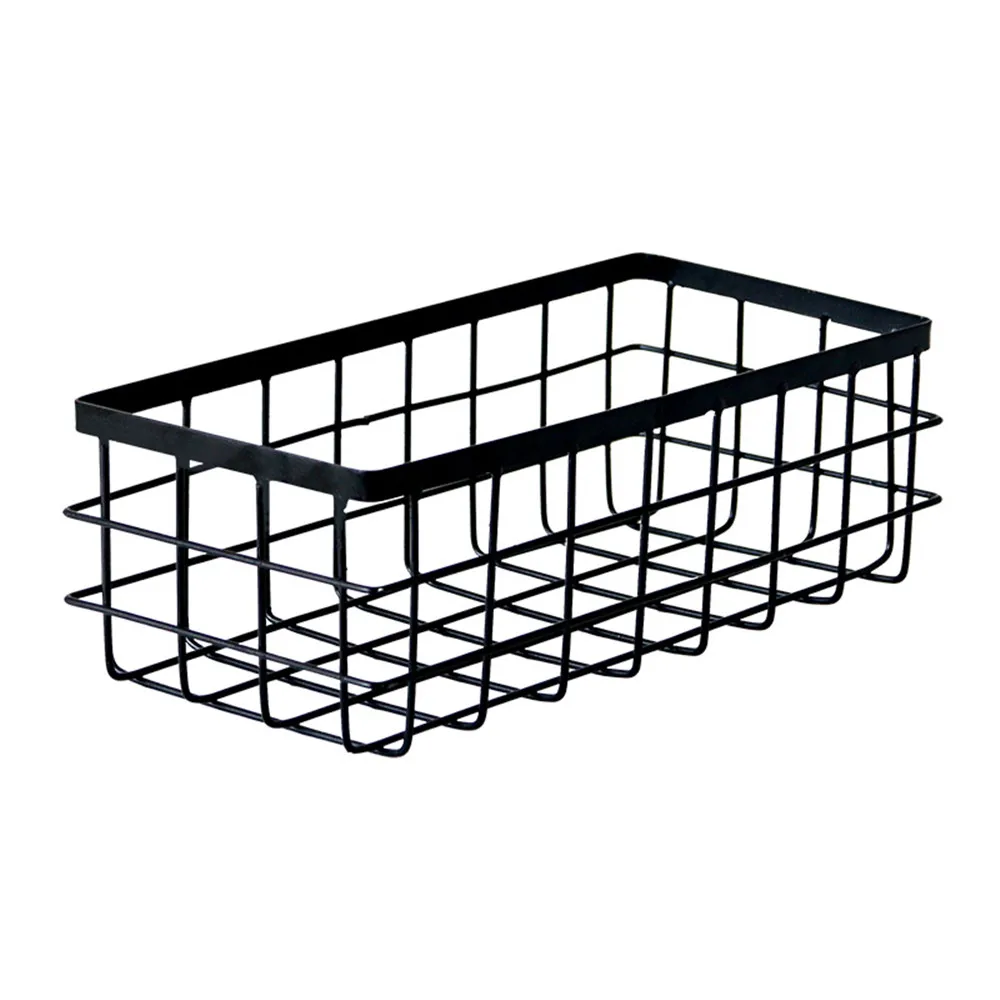 Metal Storage Basket, Black and White, Office Desktop, Cosmetic Sorting Baskets, Kitchen Seasoning Jar Organizer, Iron Box