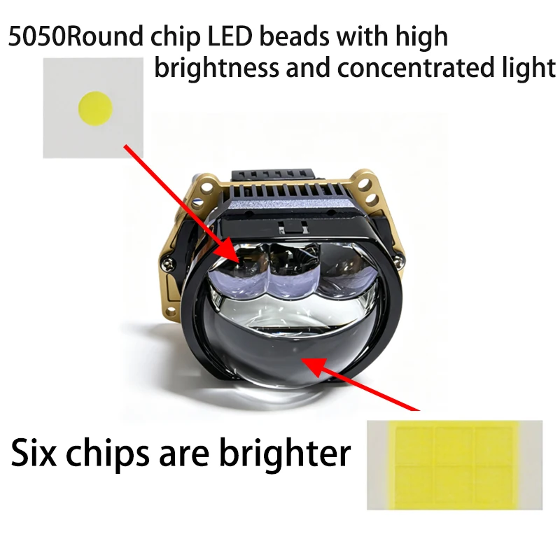3.0-Inch LED Lens Headlights H4 H7 9005 9006 100W 90000LM3 Lens Dual High and Low Beams, Suitable for Retrofitting Headlights