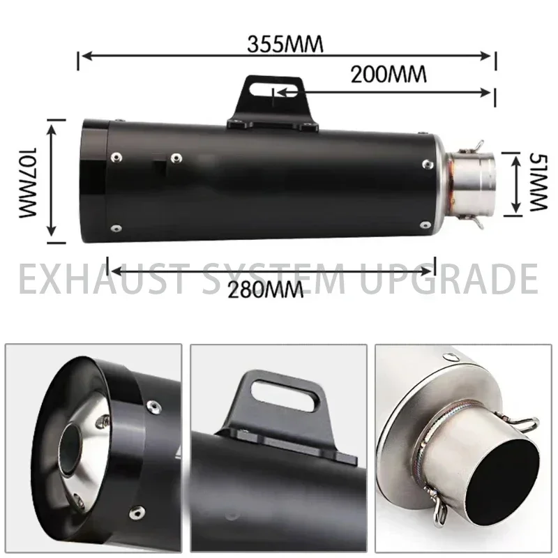 For RC390 R25 R3 R6 NC700 CBR500 CBR650 Z400 Z900 Z1000 51MM Motorcycle Exhaust Escape Moto Modified Muffler pipe With DB Killer