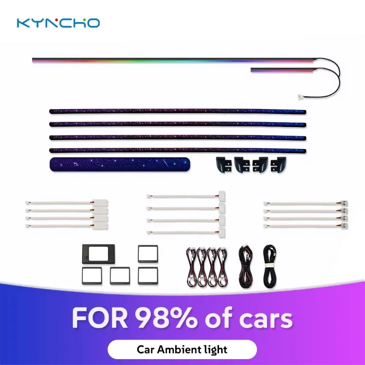 KYNCHO Universal Color Changing Starry Sky Pattern Interior Ambient Light Symphony LED Car Ambient Light Auto Interior Lighting