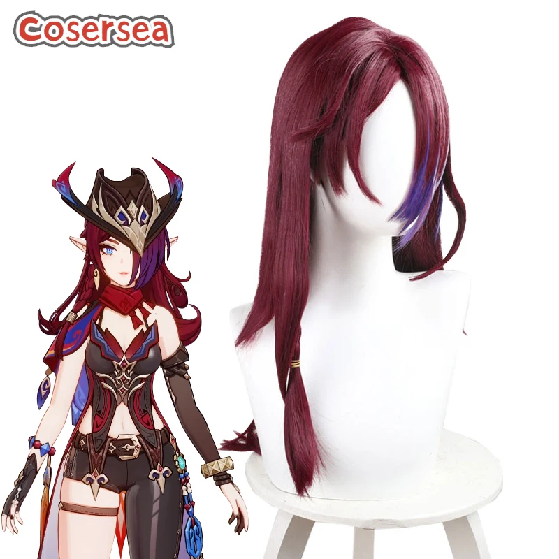

Cosersea Chasca Natlan Cosplay Wigs Genshin Impact Chasca Natlan 60cm Wine Red Mixed Purple Wig Synthetic Hair Heat Resistant