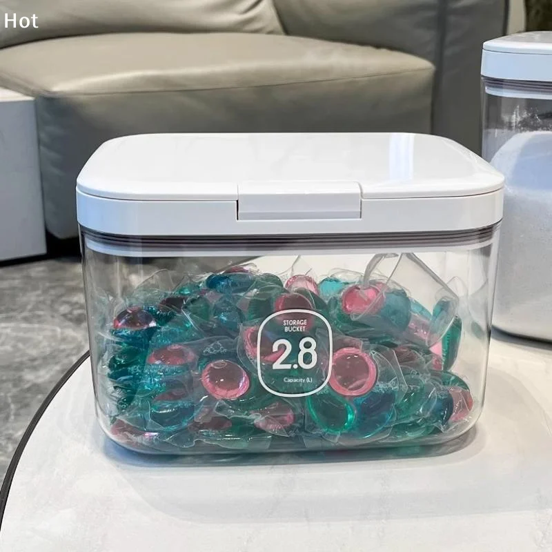 

Контейнер для капсул для стирки, герметичный, с автоматическим выдвижным механизмом, большой вместимости, для хранения капсул для стирки в прачечной.