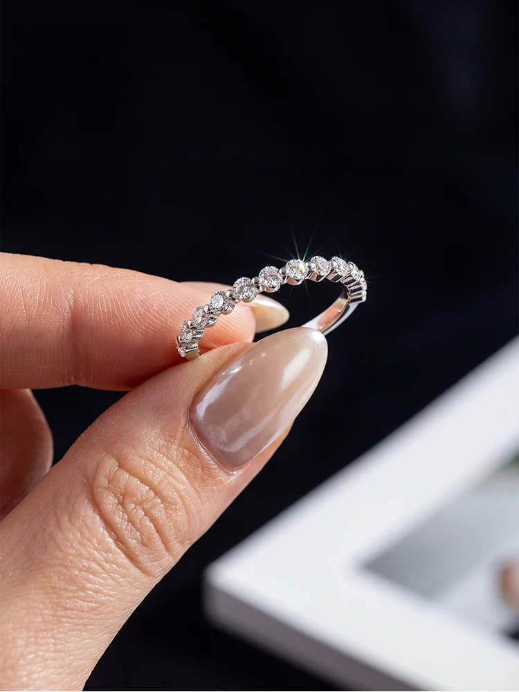 Exquisiter 2MM Echter Moissanit-Diamant Runder Ehering für Damen, Verlobungsring, Upgrade, Modischer Hochwertiger Schmuck – Detail 2