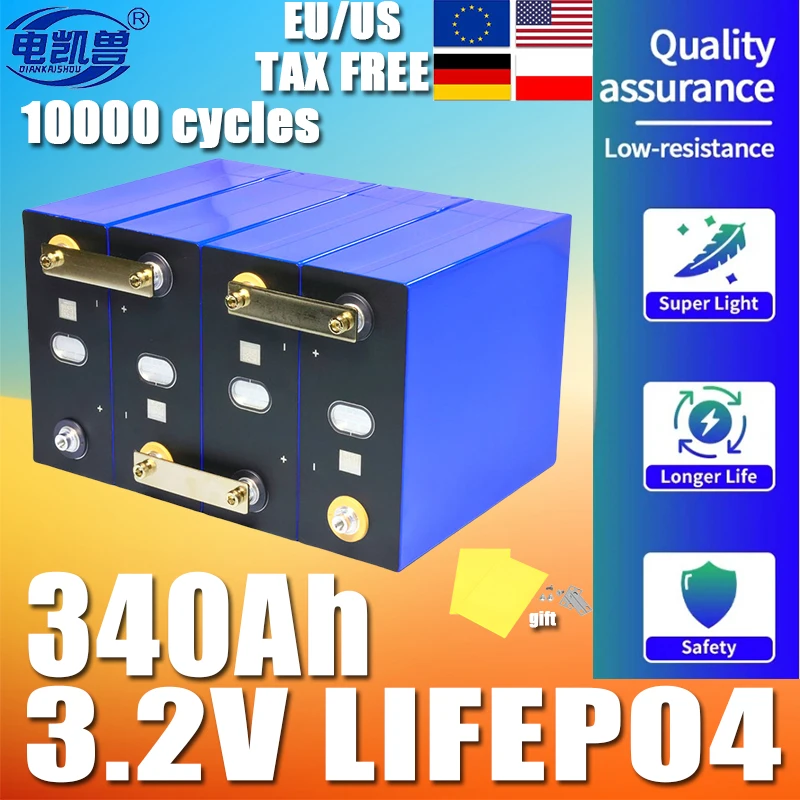 New 3.2V 280Ah LiFePO4 battery 340Ah 320Ah 3C Lithium iron phosphate battery for 4S 8S 16S 12V 24V 48V Golf Cart Yacht RV solar