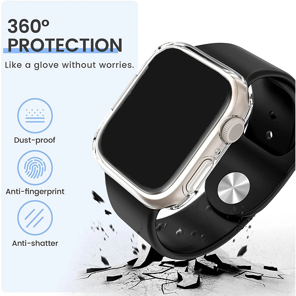 360 Full Cover dla Apple Watch Case 9/8/7 41MM 45MM Miękka osłona ekranu TPU 42MM Etui ochronne dla iWatch SE/6/5/4 44MM 40MM