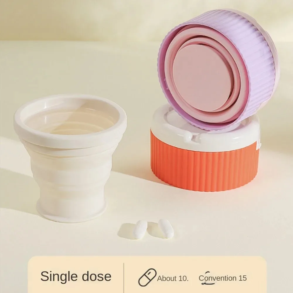 

Multifunctional 4 Grid Medicine Case with Small Water Cup Sealed Pill Box Moisture-proof Divider Medicine Organizer Home