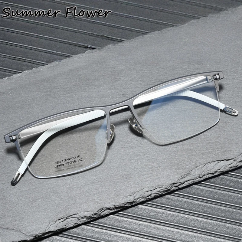

Designer Glasses Half Frame Eyewear Ultra Thin Titanium Men Myopia Presbyopia Spectacle Semi Rim Gentlemen Eyeglasses for Man