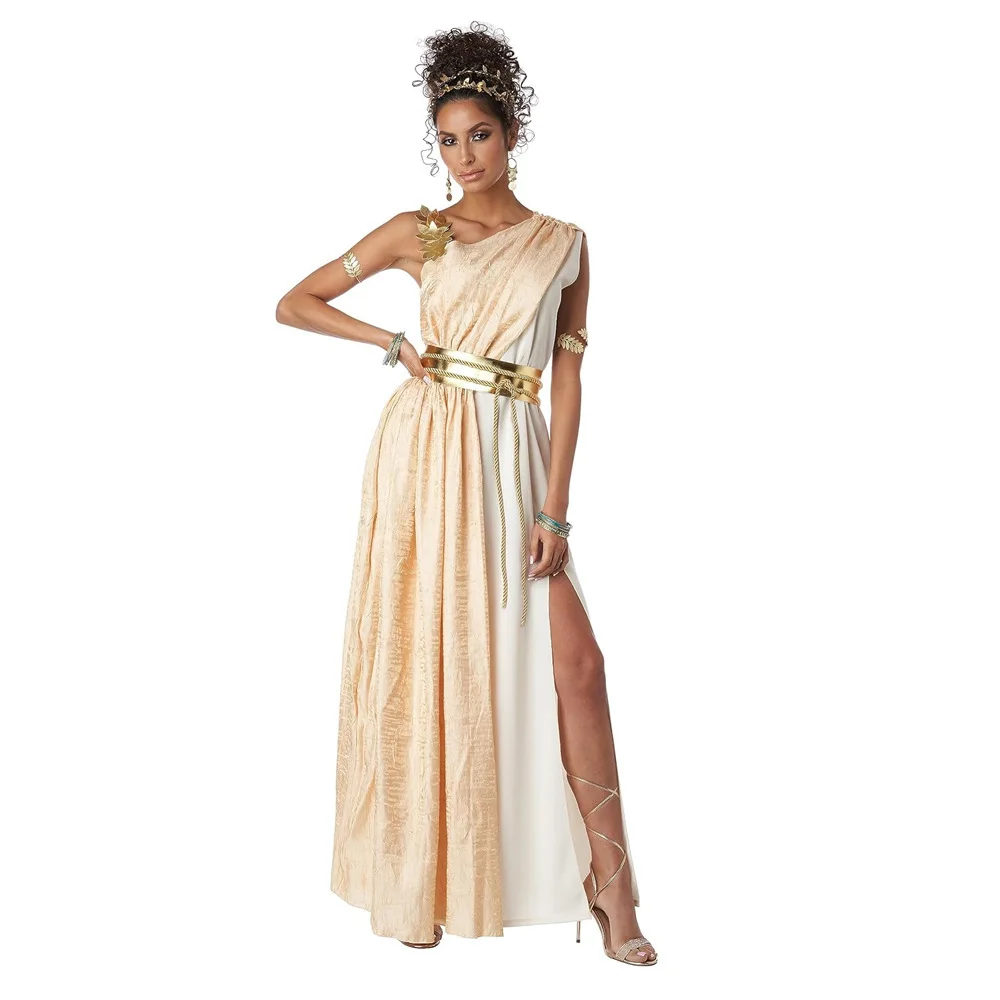 

Greek Goddess Medieval Dress Halloween Costume Dress Ancient Egyptian Cleopatra Athena Performance Costume