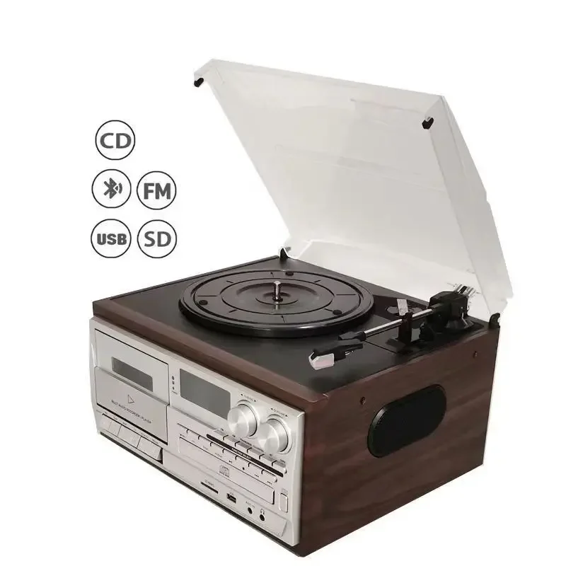 YYHC- BT Turntable Multi-function 10 in 1 USB vinyl CD cassette player Tape phonograph record player