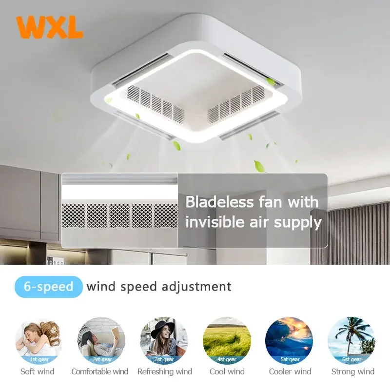 Invisible Bladeless Ceiling Fan Lamp With Light Remote Control Without Blades DC LED Circulator Decoration Bedroom Living Room