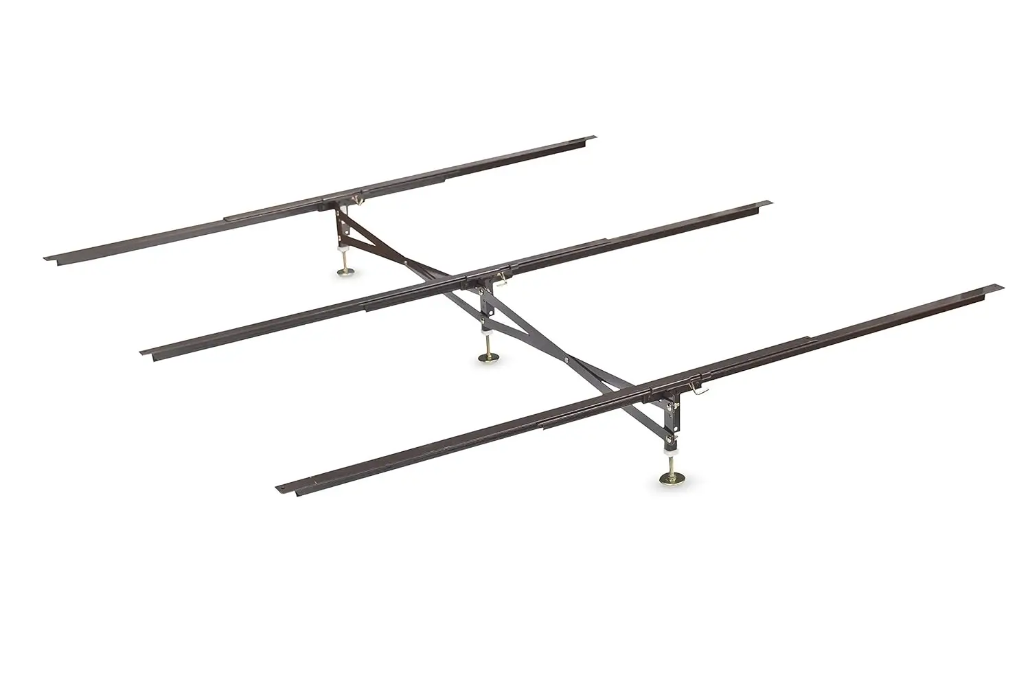 X-Support Bed Frame Support System,  3 Cross Rails and 3 Legs - Strong Center Support Base for Full, Queen and Ki