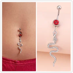 Aihua New In Summer Beach Sexy Crystal Snake Bell Button Ring Surgical Steel Simple Button Belly Piercing Ombligo Body Jewelry