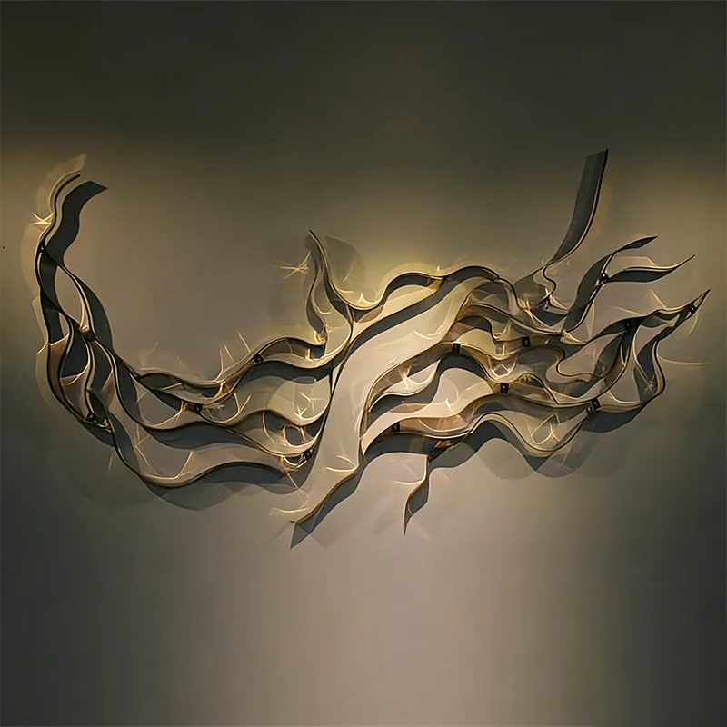 Simple Golden Stainless Steel Slice Wall Hanging with Removable Art Deco Design for Modern Home Decor