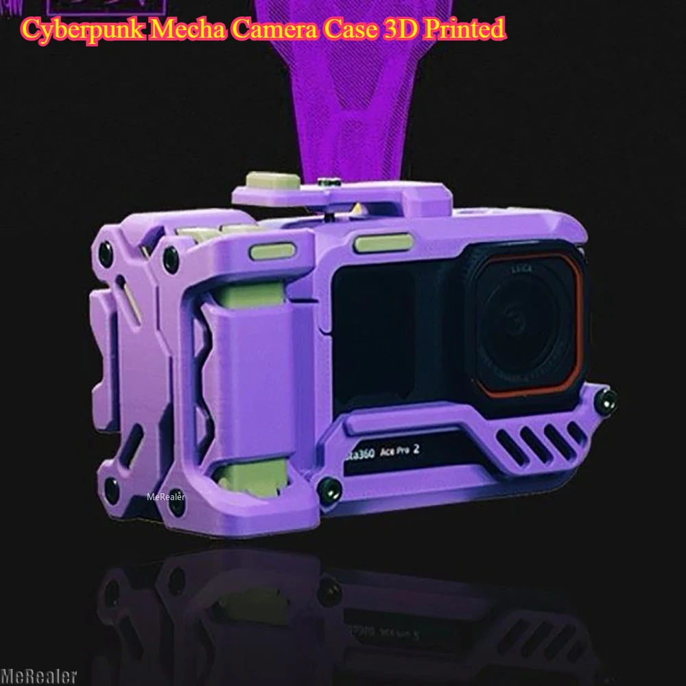 Cyberpunk Mecha Kameratasche 3D-gedruckt – stoßfestes Design für Insta360 Ace Pro Pro2