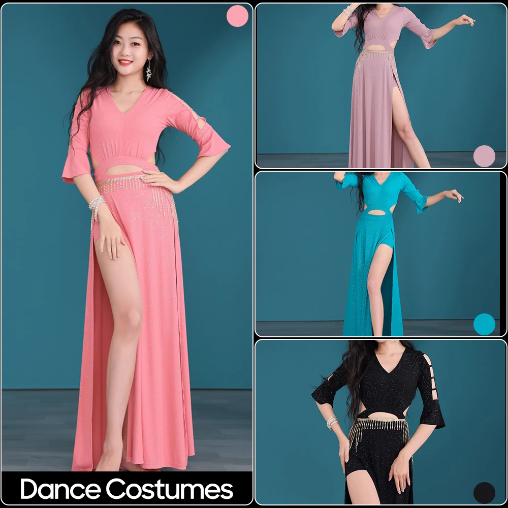 Damski strój do tańca brzucha, jednoczęściowy, seksowny, zestaw kostiumów do tańca, na występy sceniczne, do ćwiczeń i treningów.