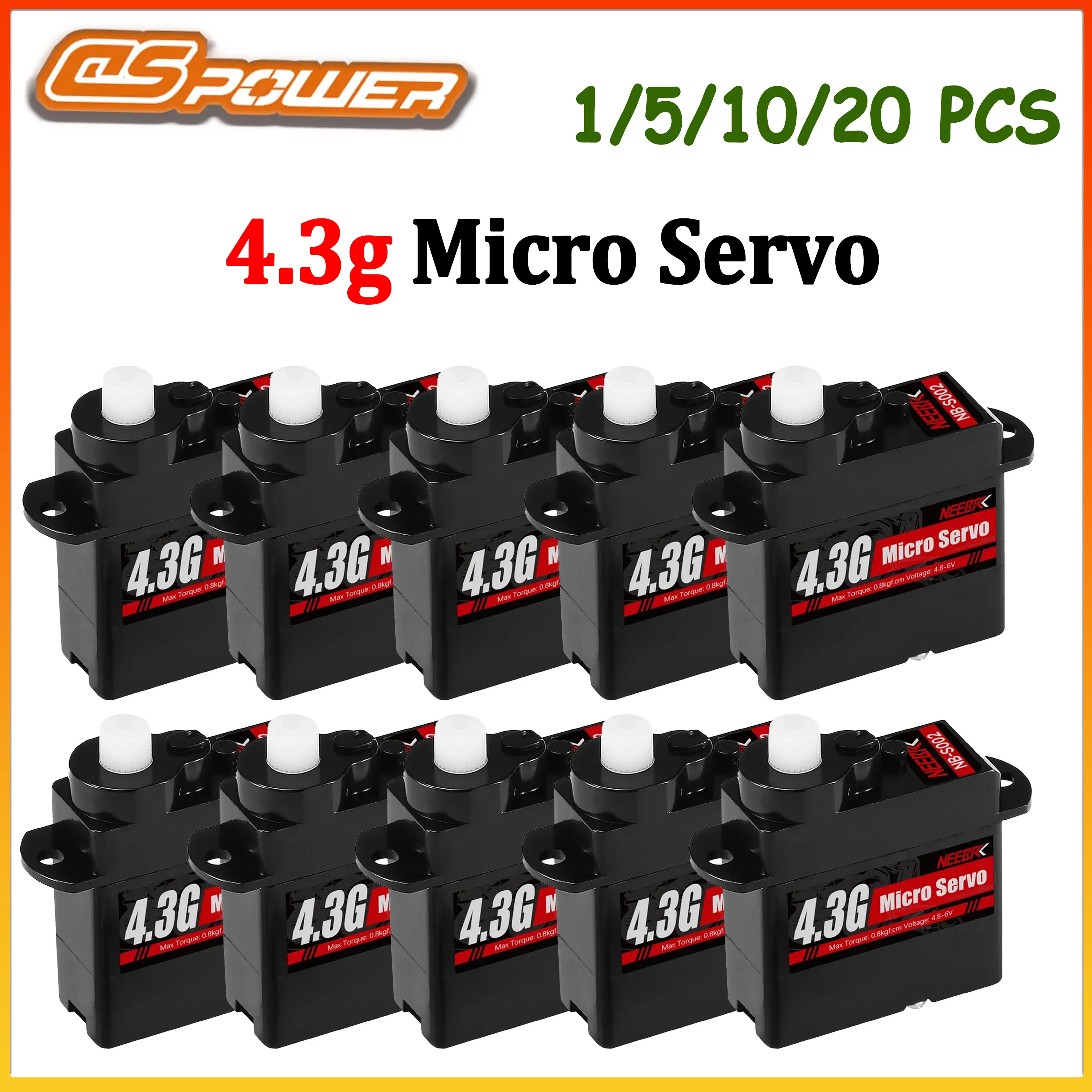 1/5/10/20pcs NEEBRC 4.3g Mini Digital Servo Plastic Gear Servo Motor for RC Fixed-wing Helicopter Airplane Glider 1/24 Car Parts