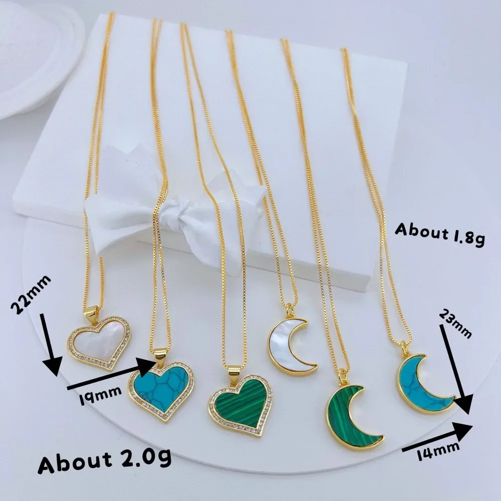 

1 Pcs Shell Pendant Only Diy Bracelet Necklace Earrings Making Supplies Brass Inlay Zircon Heart Moon Series Jewelry Accessories