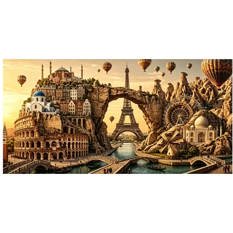 DIY Diamond Painting Famous European Buildings Full Square Round 5D Diamond Embroidery Full Drill Mosaic Craft Kit Unique Gift