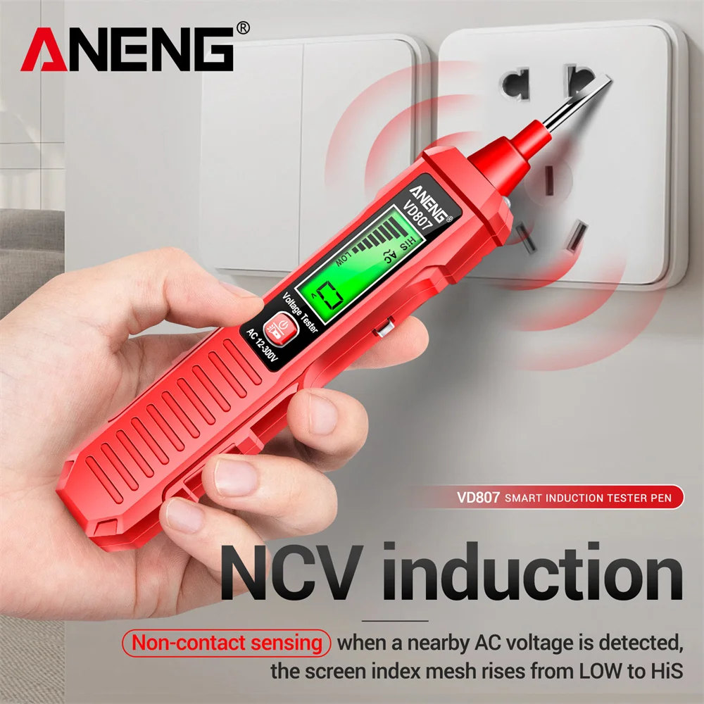 전기 공구 12-300V 유도 검사자 전전문가는 하나의 단어 유도 휴대용 50/60Hz 스마트 전압 탐지기 검사자 전전전기 공구 12-300V 유도 검사자 펜 ANENG VD807 NCV 비 접촉 감지 전기 공구