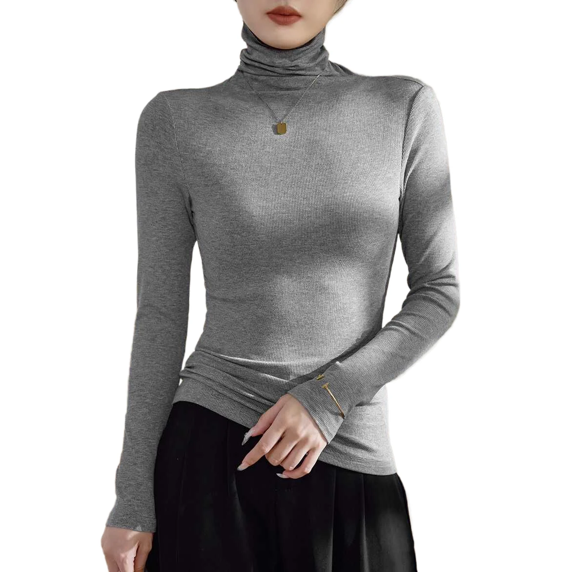 

Women Clothing for Winter and Autumn Long Sleeve Turtleneck Tops for Women Warmkeeping Undershirt Solid Color Women Blauses