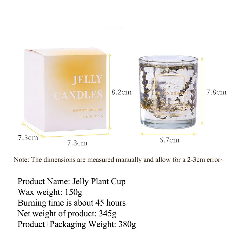 True Flower Jelly Wax Gift Box Candle Aromatherapy Essential Oil Crystal Cup Gift Aromatherapy Home Decoration Candle Cup