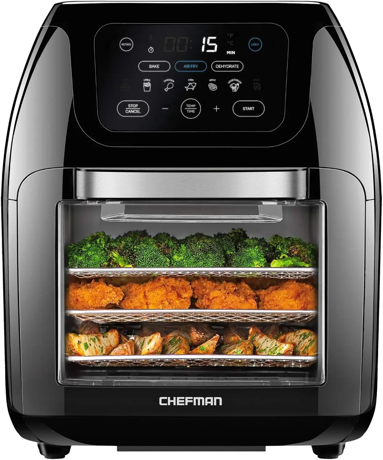 Multifunctional Digital Air Fryer+ Rotisserie, Dehydrator, Convection Oven, 17 Touch Screen Presets Fry, Roast, Dehydrate