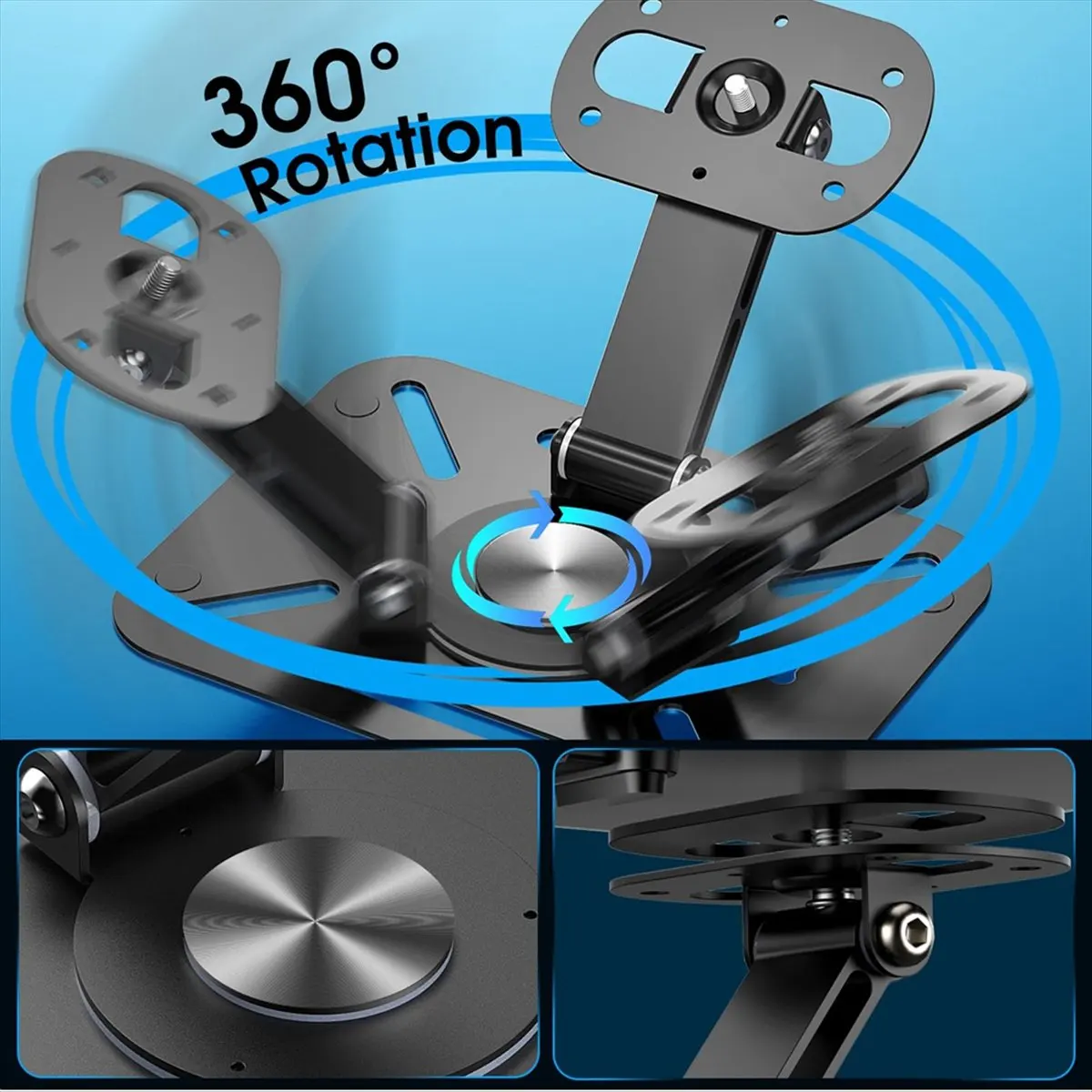 A86G NEW Projector Stand Desk,Wall and Ceiling Mount with 1/4inch Thread, Height Adjustable, Foldable, 360-Degree Rotation Black