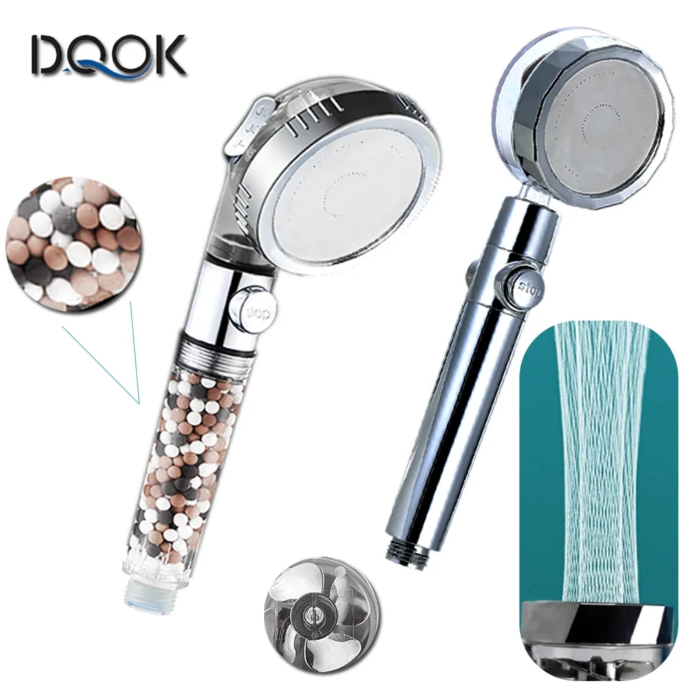 

Shower Saving Flow 360 Degrees Rotating With Small Fan ABS Rain High Pressure spray Nozzle Bathroom Accessories Ducha