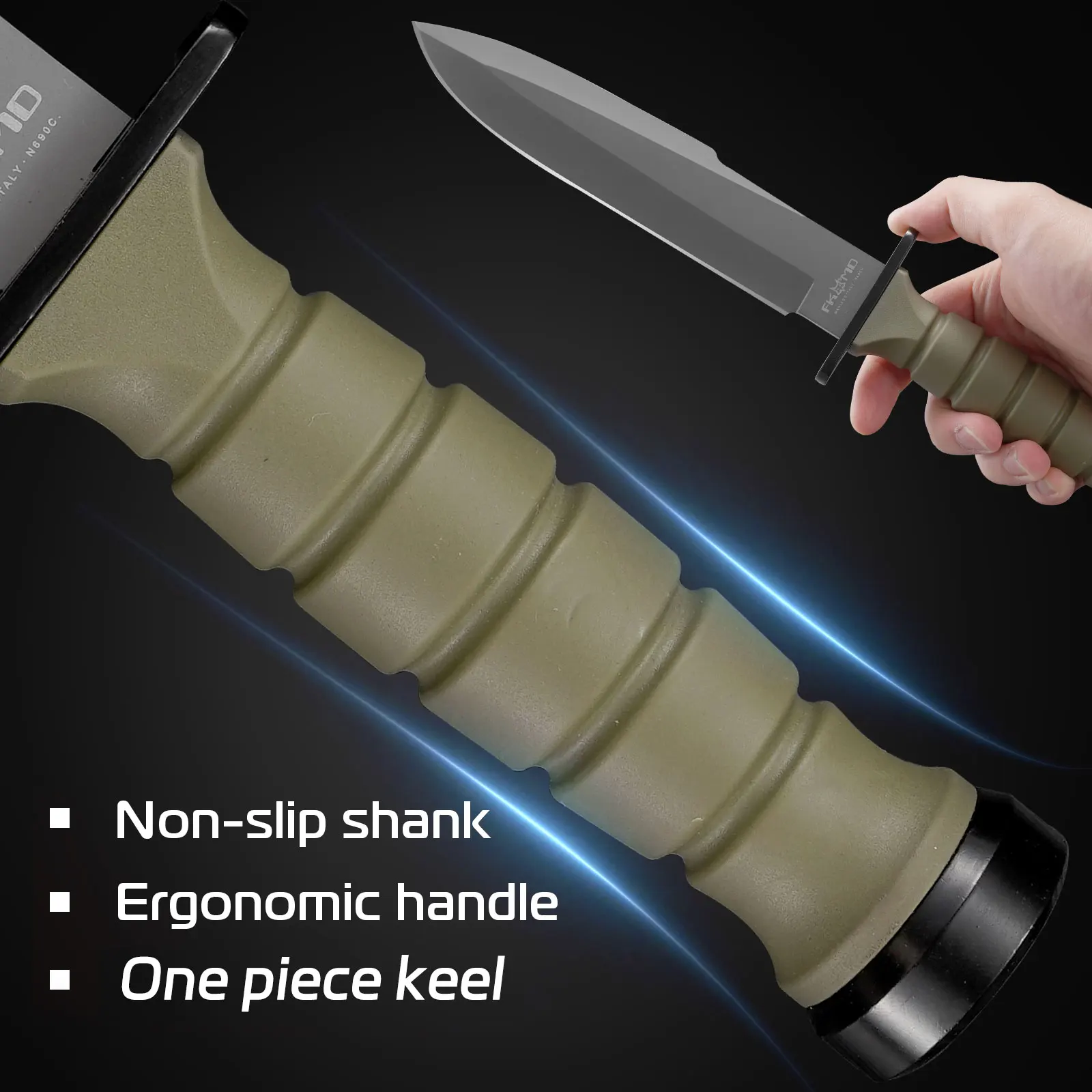 Outdoor camping straight knife, portable jungle exploration knife, with high hardness knife, mountaineering knife, survival knif