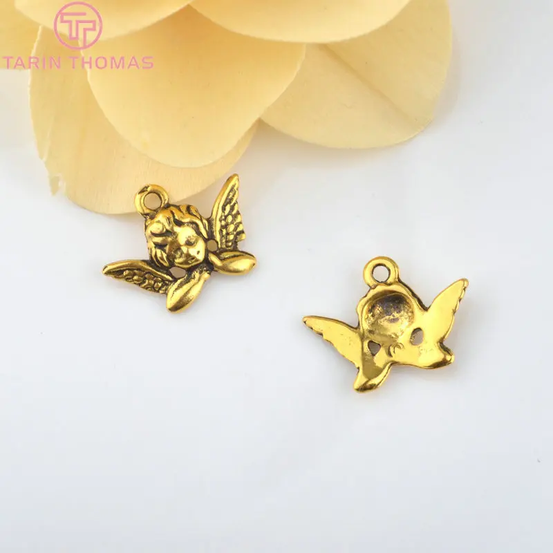 (3901)10PCS 20x11MM Antique Gold Color Plated Zinc Alloy Necklaces Pendants Angel Charms Diy Handmade Jewelry Findings Wholesale