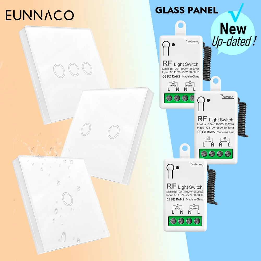 Wireless RF433Mhz Smart Home Light Wall Touch Switch Panel Mini Relay Receiver AC110V 220V for House Appliances Led Lamp Fan TV