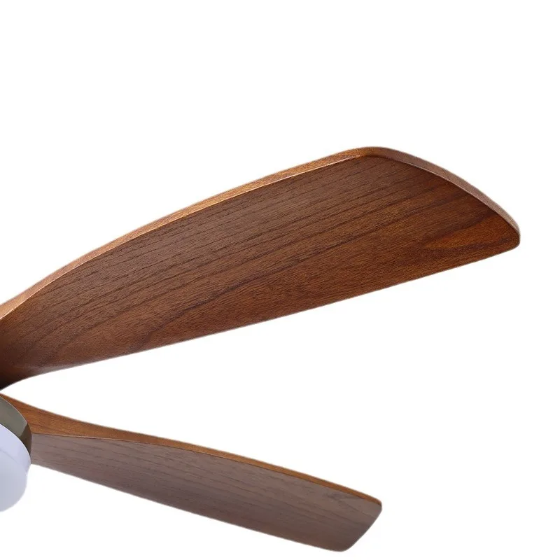 

Ceiling fan light New Chinese walnut color restaurant