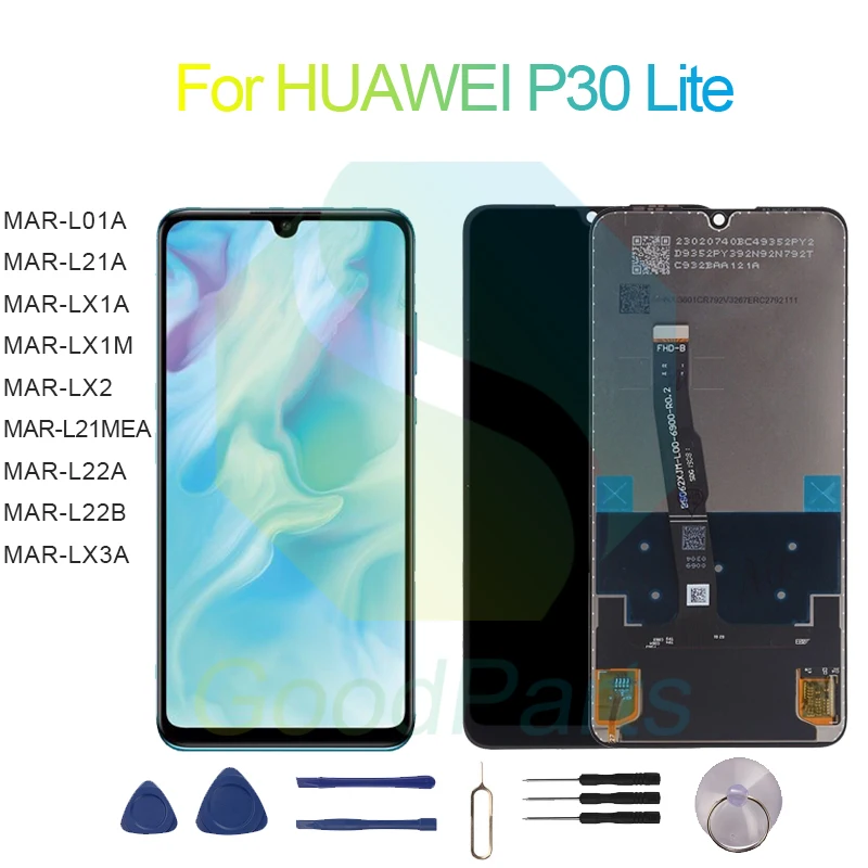 for HUAWEI P30 Lite LCD Display Screen 6.15‘ MAR-L01A/21A/22A/22B,MAR-LX1A/M,MAR-LX3A P30 Lite Touch Digitizer Assembly