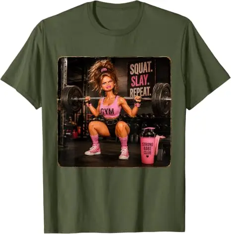Lustiges Fitness-T-Shirt mit Meme-Humor: Ekelhaftes Gym-Girl, Y2K-Puppen-Gesicht, Damenmode, Gewichtheben-Grafik, Baumwollbekleidung – Detail 16