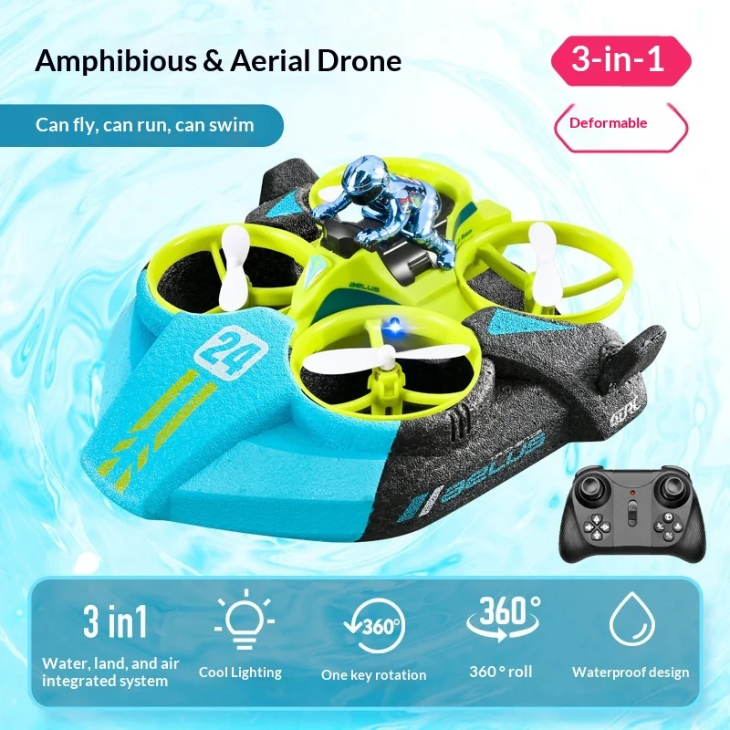 

Sea Land Air Three In One Remote-Controlled Aircraft Children'S Helicopter Stunt Flying Car Boy Quadcopter Toy Multi Functional