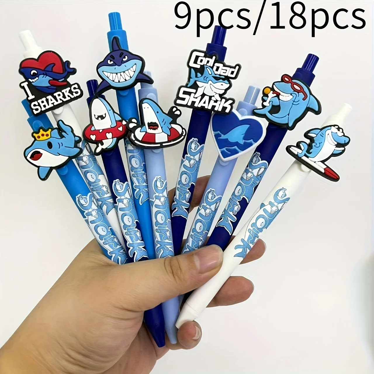 

9 шт./18 шт. шариковые ручки с принтом в виде акулы, выдвижные шариковые ручки серии «Shark», подарочные ручки для студентов