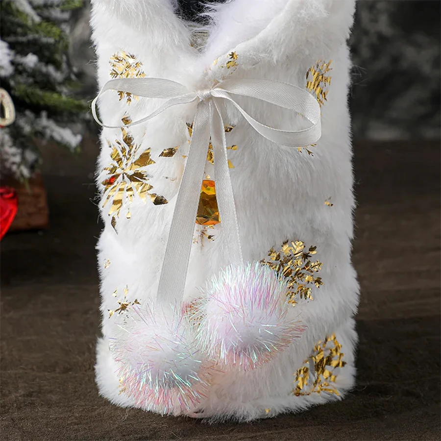 Christmas Decoration Wine Bottle Cover Restaurant Decoration Champagne Red Wine Bag Scene Arrangement Snowflake Wine Cover