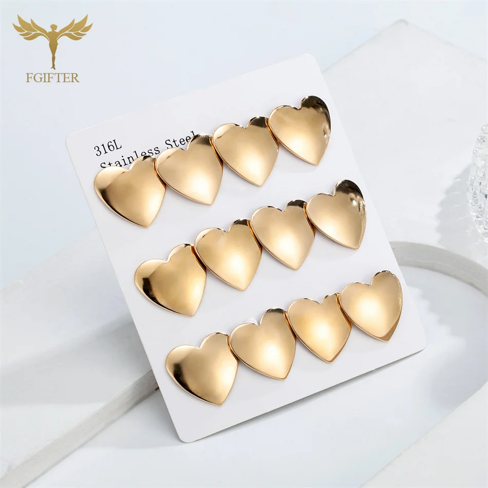 Minimalist Gold Color LOVE Heart Stud Earrings for Women Prevent Allergy Stainless Steel Jewelry Elegant Wedding Bride Accessory