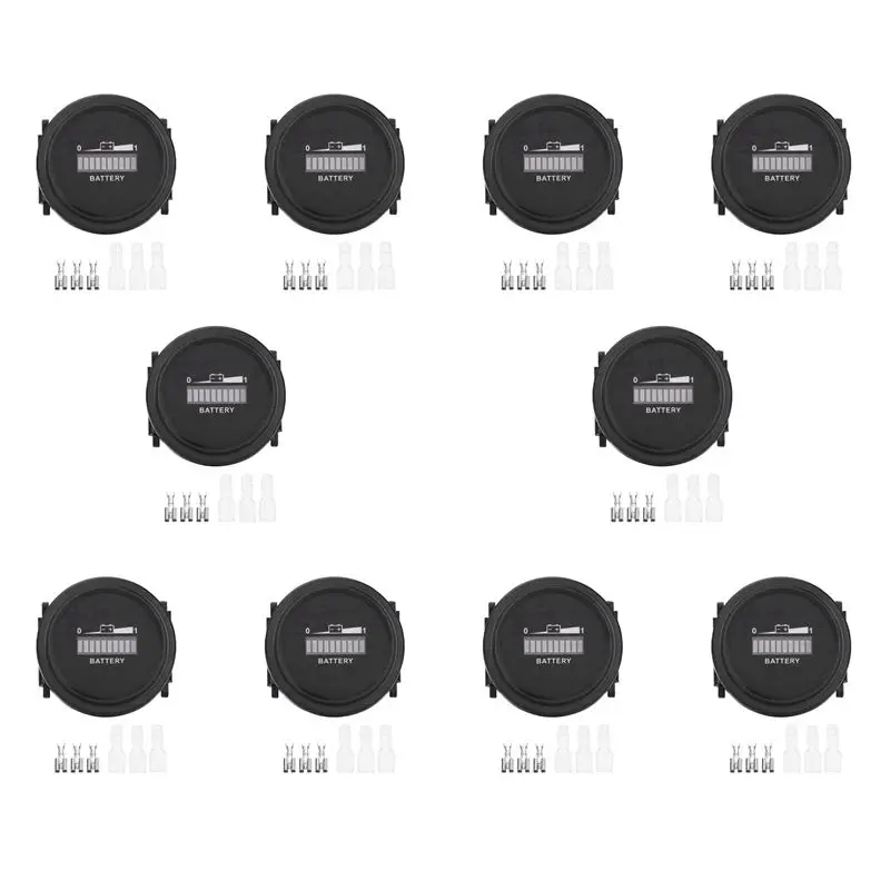 Strange 10X 12V/24V/36V/48V/72V LED Digital Battery Indicator Waterproof Meter Gauge Battery Indicator For Go-Lf Ca-Rt
