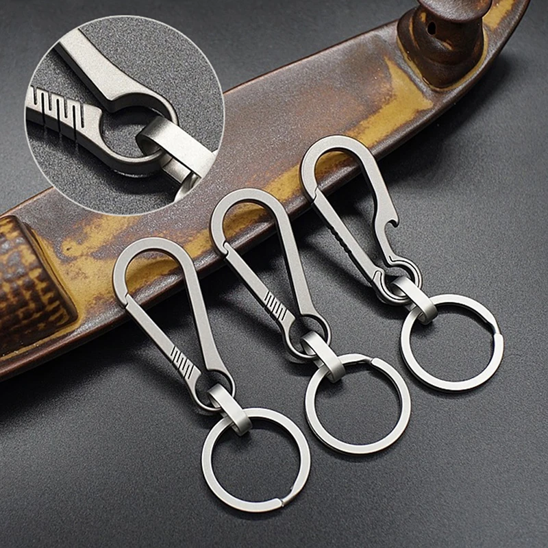 Titanium Alloy Carabiner Multi-function Keychain Outdoor Waist Hanging Chain Ring Buckle Beer Bottle Opener EDC Tool