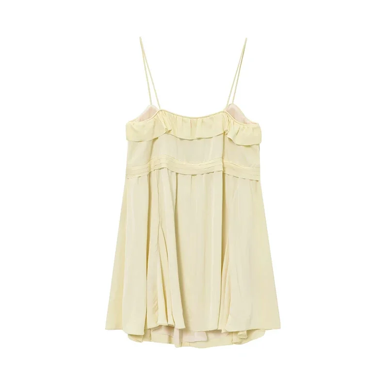 Moda em camadas decoração estilingue vestidos curtos para mulheres verão com decote em v sem mangas vestido feminino estilo praia vestidos