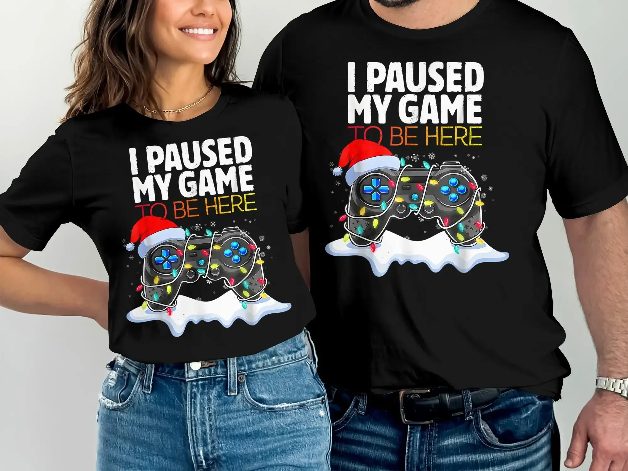 Christmas I Paused My Game To Be Here Funny Gamer Boys Men T Shirt For Him Husband Son Gaming