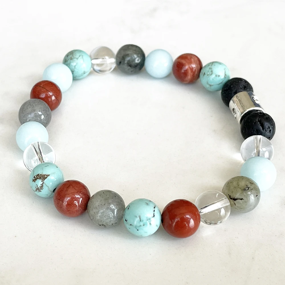 MG1638 New Arrival Design Leo Zodiac Bracelet 8 MM Clear Quartz Red Jasper Labradorite Wrist Mala Natural Gemstone Jewelry