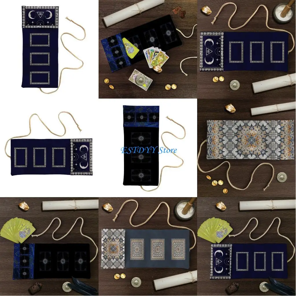 

G6DE Foldable Tarots Card Carriers Poly Linen Bold Print Protect Spiritual Tool